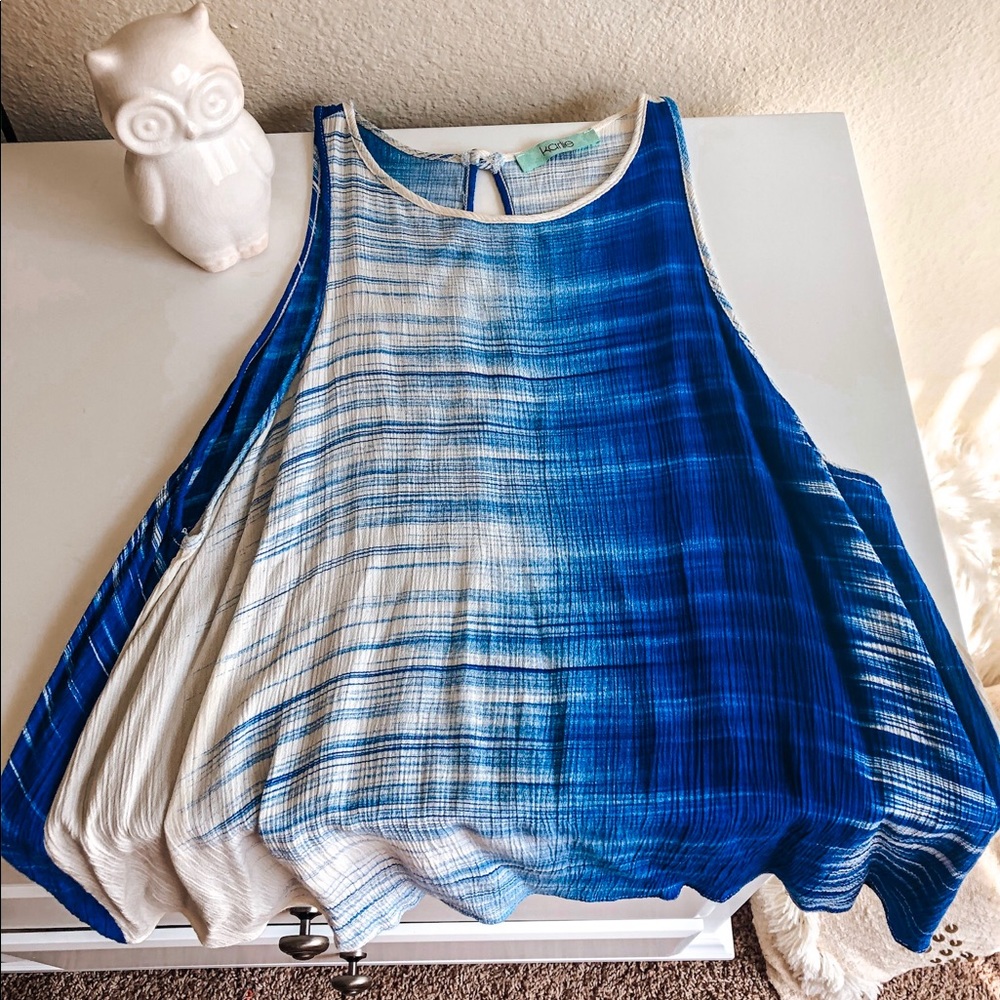Blue tie-dye blouse